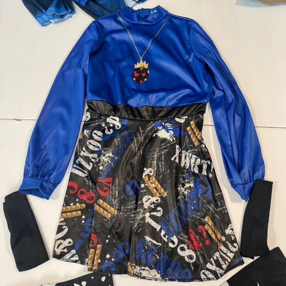 Disney Descendants Evie Deluxe Costume Kids Size 7-8 Jacket Dress Leggings Set